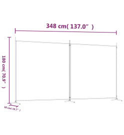 Cloison de séparation 2 panneaux Marron 348x180 cm Tissu