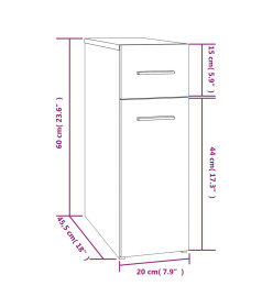 Armoire apothicaire Chêne marron 20x45,5x60cm Bois d'ingénierie