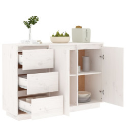 Buffet Blanc 111x34x75 cm Bois massif de pin