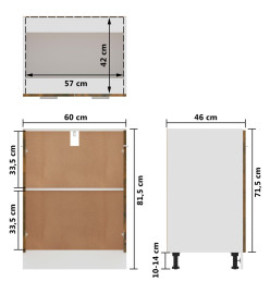 Armoire de plancher Chêne fumé 60x46x81,5 cm Bois d'ingénierie