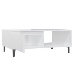 Table basse Blanc brillant 90x60x35 cm Aggloméré