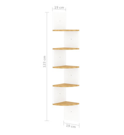 Étagère d'angle murale Blanc/chêne Sonoma 19x19x123cm Aggloméré