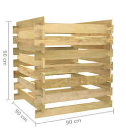 Composteur de jardin à lattes 90x90x90 cm Bois de pin imprégné