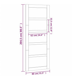 Porte de grange Blanc 80x1,8x204,5 cm Bois massif de pin