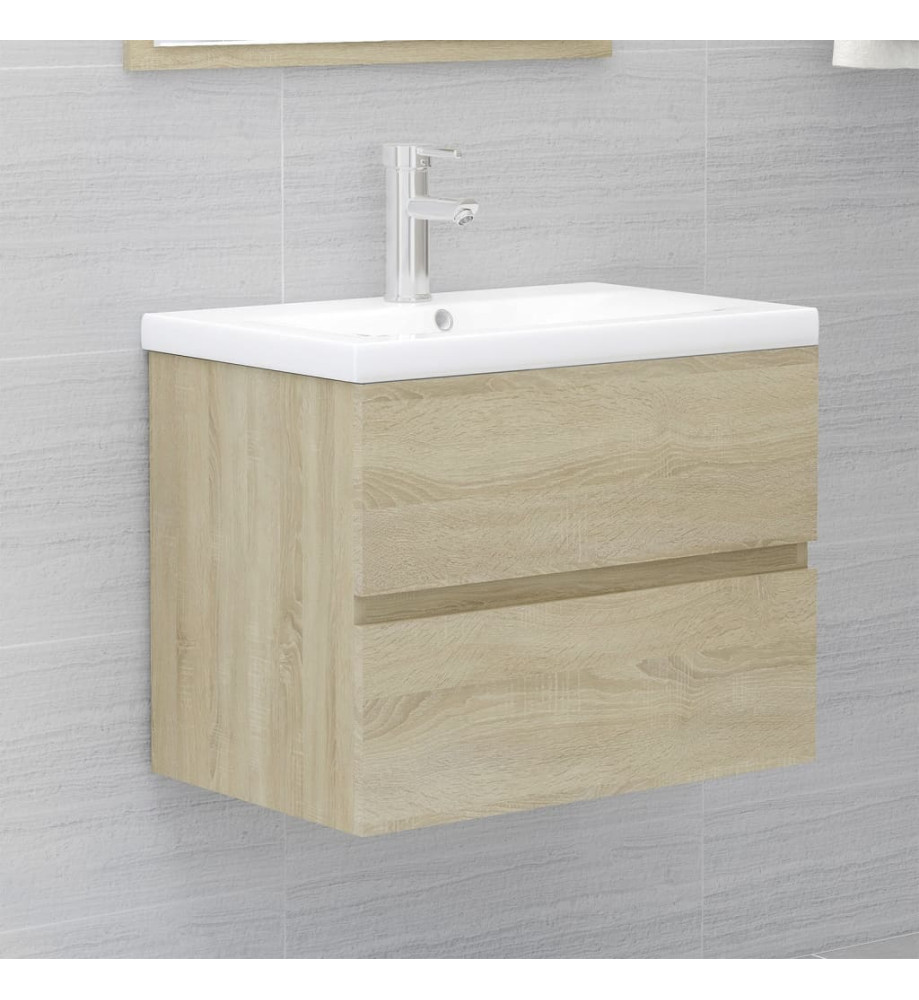 Armoire d'évier avec lavabo intégré Chêne sonoma Aggloméré