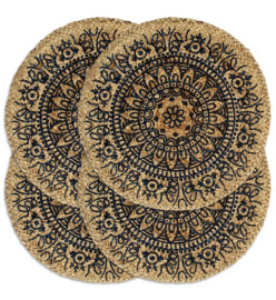 Napperons 4 pcs Bleu foncé 38 cm Rond Jute