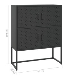 Buffet haut Noir 80x35x100 cm Acier