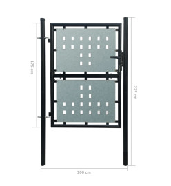 Portail simple de clôture Noir 100x225 cm