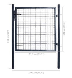 Portail en maille de jardin Acier galvanisé 85,5x100 cm Gris