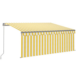 Auvent manuel rétractable avec store 3x2,5 m Jaune et blanc