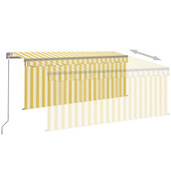 Auvent manuel rétractable avec store 3x2,5 m Jaune et blanc