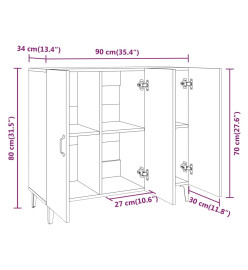 Buffet sonoma gris 90x34x80 cm bois d'ingénierie