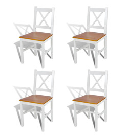Chaises à manger lot de 4 blanc bois de pin