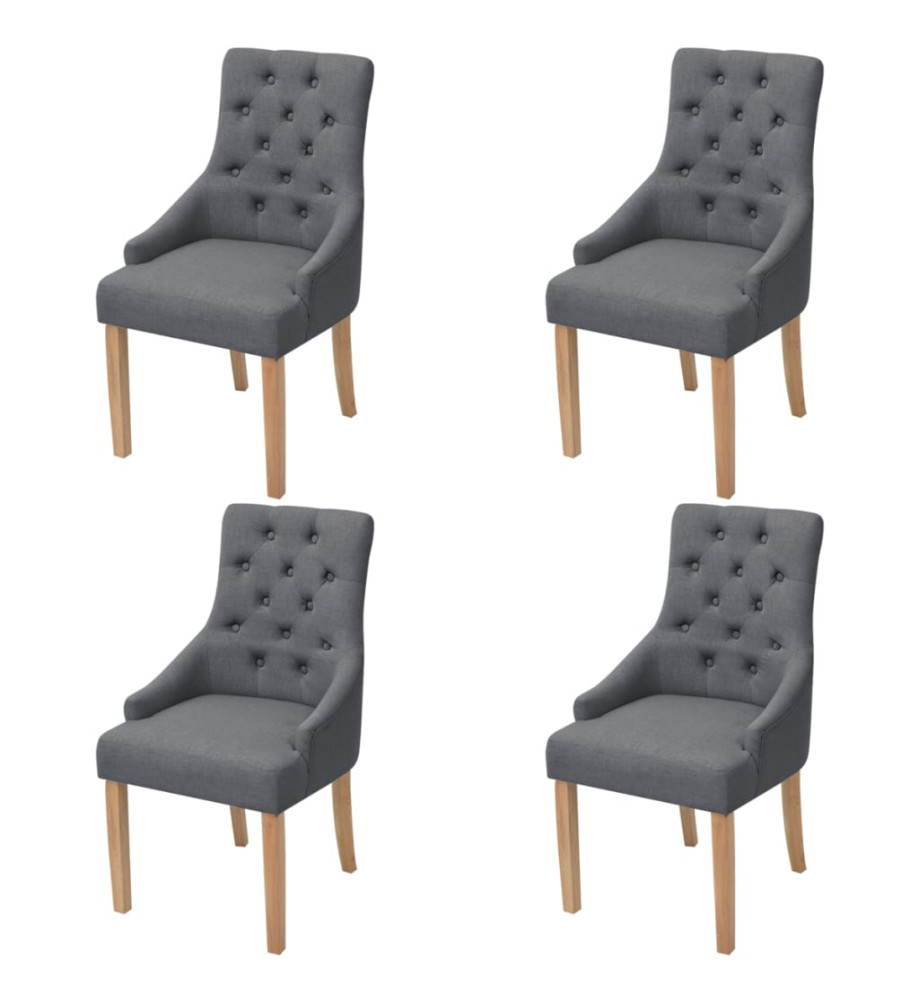 Chaises à manger lot de 4 gris foncé tissu