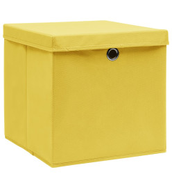 Boîtes de rangement et couvercles 10 pcs Jaune 32x32x32cm Tissu