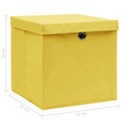 Boîtes de rangement et couvercles 10 pcs Jaune 32x32x32cm Tissu