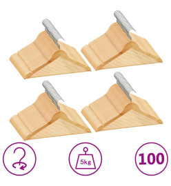 Cintres antidérapants 100 pcs Bois dur