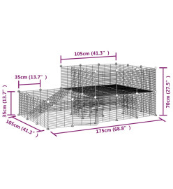 Cage animaux de compagnie à 44 panneaux et porte Noir 35x35 cm