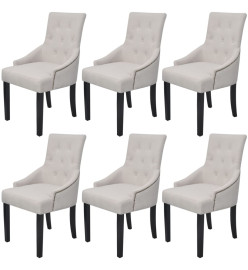 Chaises à manger lot de 6 gris crème tissu