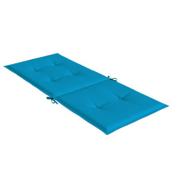 Coussins de chaise de jardin à dossier haut lot de 2 bleu tissu