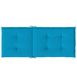 Coussins de chaise de jardin à dossier haut lot de 2 bleu tissu