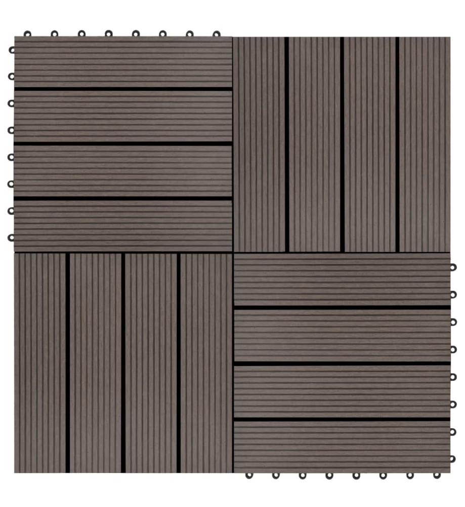 Carreau de terrasse 11 pcs WPC 30 x 30 cm 1 m² Marron foncé