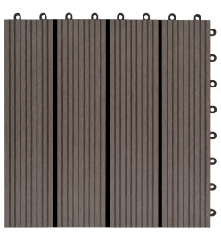 Carreau de terrasse 11 pcs WPC 30 x 30 cm 1 m² Marron foncé