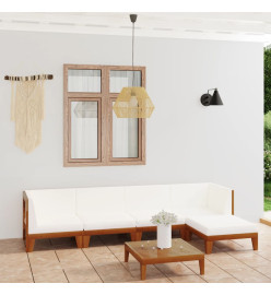 Salon de jardin 6 pcs avec coussins Bois d'acacia solide