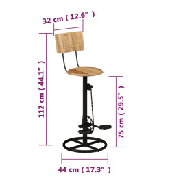 Tabourets de bar lot de 2 bois massif de manguier