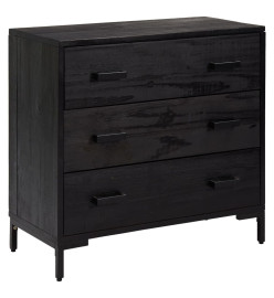 Commode Noir 75x35x70 cm Bois de pin massif