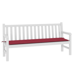 Coussin de banc de jardin rouge bordeaux 180x50x3 cm