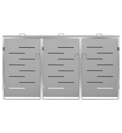 Abri pour trois poubelles 207x77,5x115 cm Inox