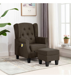 Fauteuil de massage avec repose-pied Marron Tissu