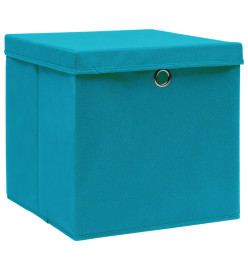 Boîtes de rangement avec couvercles 10pcs 28x28x28cm Bleu azuré