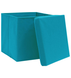 Boîtes de rangement avec couvercles 10pcs 28x28x28cm Bleu azuré