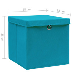 Boîtes de rangement avec couvercles 10pcs 28x28x28cm Bleu azuré