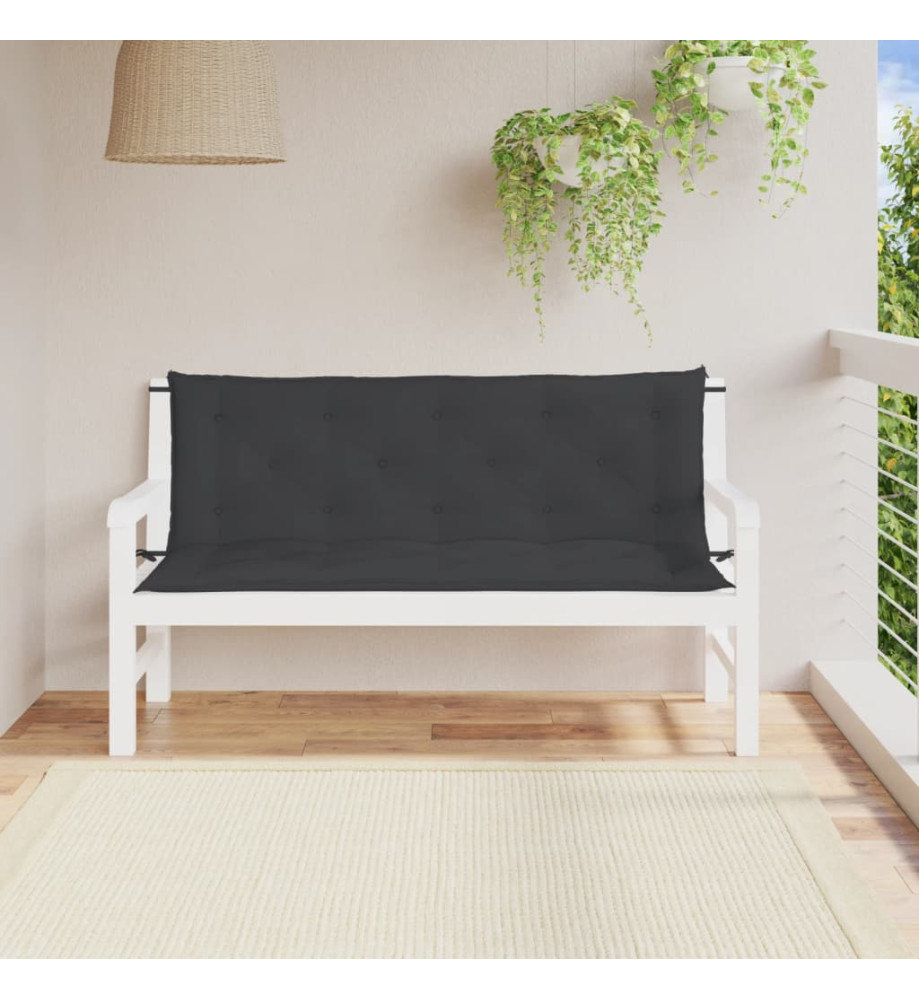 Coussins de banc de jardin 2 pcs noir 150x50x7 cm tissu Oxford Coussins de banc de jardin 2 pcs noir 150x50x7 cm tissu Oxford