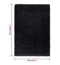 Tapis shaggy à poils hauts Noir 160x230 cm 50 mm