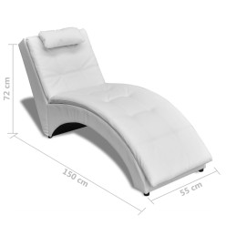 Chaise longue avec oreiller Blanc Similicuir