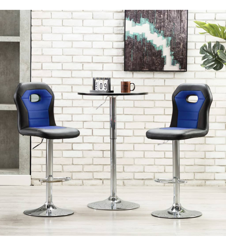 Chaises de bar lot de 2 bleu similicuir