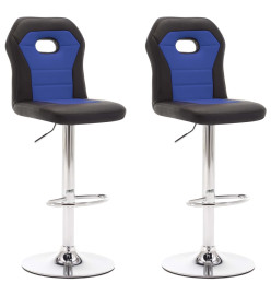 Chaises de bar lot de 2 bleu similicuir