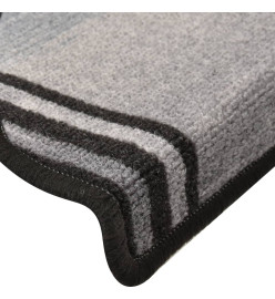 Tapis d'escalier autocollants 15 pcs Noir et gris 65x21x4 cm