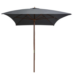 Parasol d'extérieur avec mât en bois 200 x 300 cm Anthracite