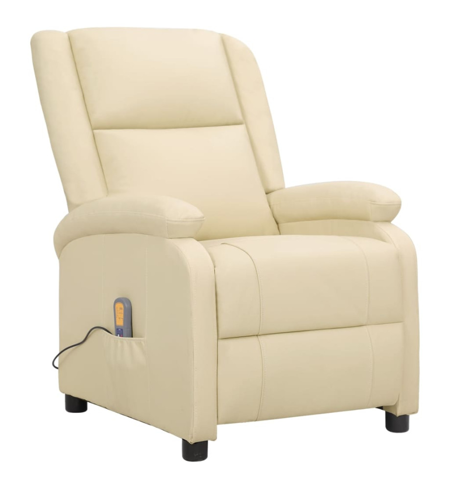 Fauteuil de massage crème cuir véritable