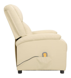 Fauteuil de massage crème cuir véritable