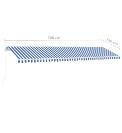 Auvent manuel rétractable sur pied 600x350 cm Bleu/Blanc