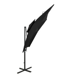 Parasol déporté à double toit 250x250 cm Noir