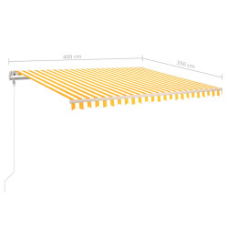 Auvent manuel rétractable avec LED 4x3,5 m Jaune et blanc