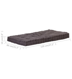 Coussin de plancher de palette Coton 120x80x10 cm Anthracite