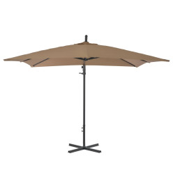 Parasol en porte-à-faux avec poteau en acier 250x250 cm Taupe